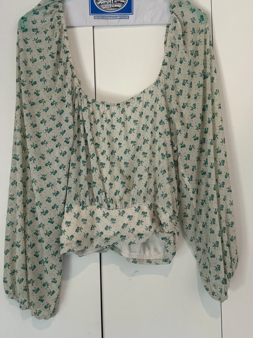 Free People Sweetie Pie Floral Sheer mesh Wrap Top green floral